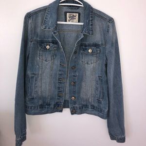 Distressed jean jacket